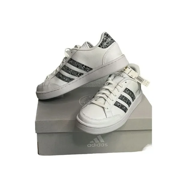 adidas gazelle silver green womens adidas Women's Grand Court 2.0 Sneakers | White/Black
